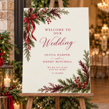Christmas Greenery Holiday Wedding Welcome Sign