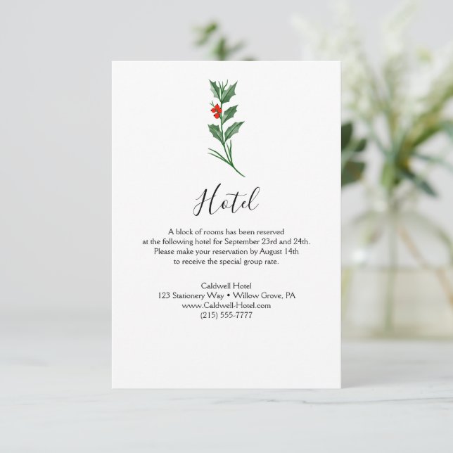Christmas Greenery Hotel Card (Standing Front)