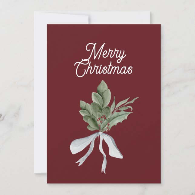 Christmas Greenery Mistletoe Personalised Holiday Card (Front)