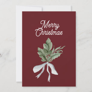 Christmas Greenery Mistletoe Personalised Holiday Card