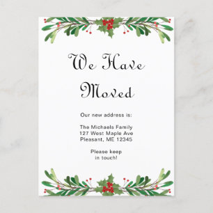 Christmas Greenery New Address Holiday Move  Postcard
