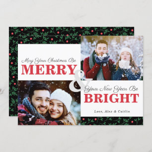 Christmas Greenery Pattern 2-Photo Card