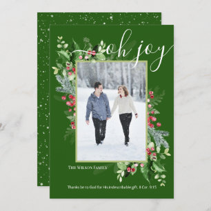 Christmas Greenery Photo Calligraphy Religious Holiday Card