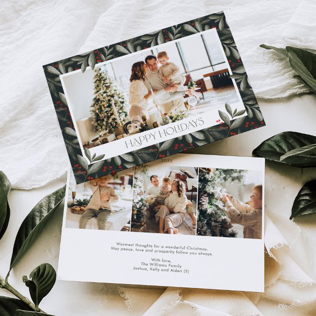 Christmas Greenery Photo Holiday Card Horizontal (Creator Uploaded)