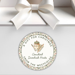 Christmas Greenery Red Berries Food Gift Classic Round Sticker