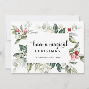 Christmas Greenery Red Berries Greeting Card