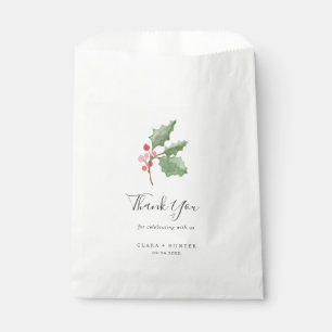 Christmas Greenery & Red Berry Thank You Wedding Favour Bags