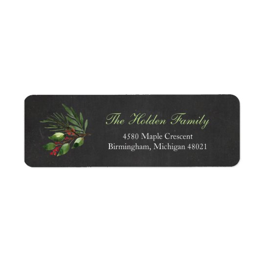Christmas Greenery Return Address Label