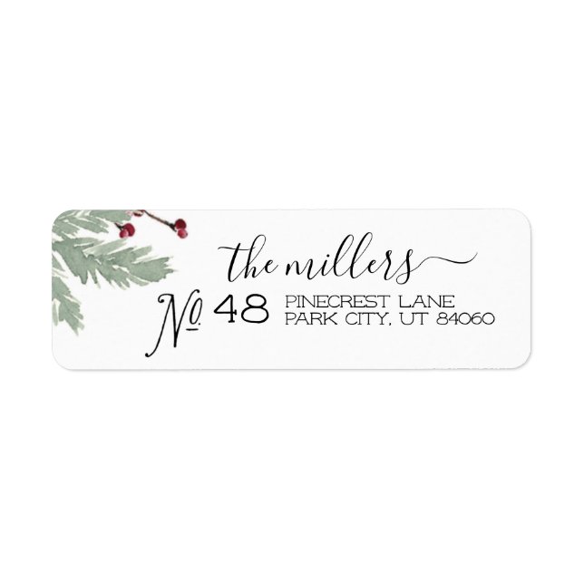 Christmas Greenery Return Address Label Script (Front)