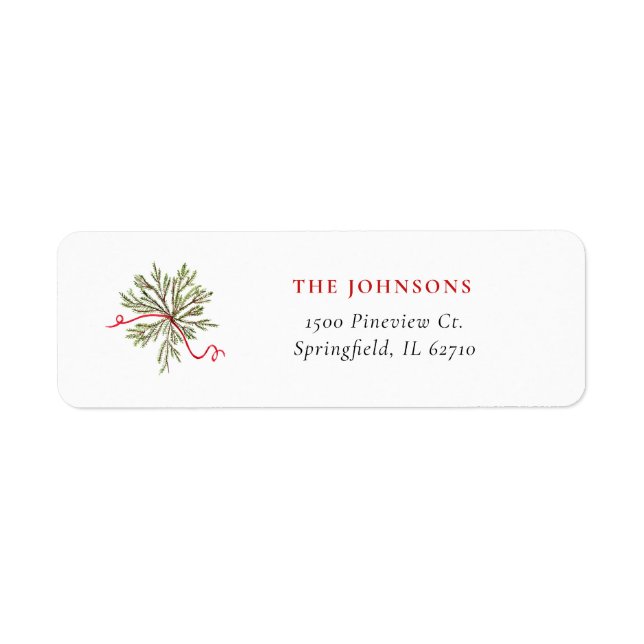 Christmas greenery Return Address Labels (Front)