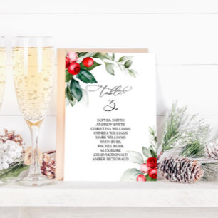 Christmas Greenery Table Number 3 Seating Chart