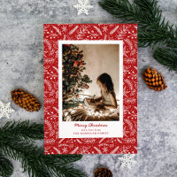 Christmas Greenery Vertical Single Photo (Red)