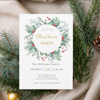Christmas Greenery Watercolor Celebration Invitati Invitation