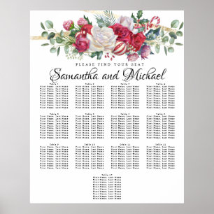 Christmas Greenery Wedding 13-Table Seating Chart