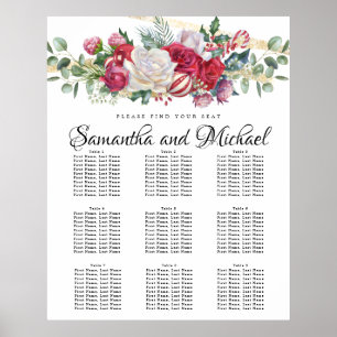 Christmas Greenery Wedding 9-Table Seating Chart