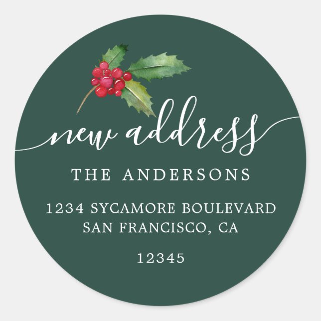 Christmas Greenery We've Moved New Address label (Front)