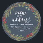 Christmas Greenery We've Moved New Address label<br><div class="desc">Christmas greenery we've moved moving announcement return address labels: let your friends and family know about your new address with these chic, modern and simple return address labels. Simply add your names and address in white elegant script calligraphy and stylish typography on a dark blue background with a stylish touch...</div>