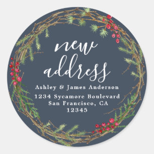 Christmas Greenery We've Moved New Address label