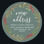 Christmas Greenery We've Moved New Address label<br><div class="desc">Christmas greenery we've moved moving announcement return address labels: let your friends and family know about your new address with these chic, modern and simple return address labels. Simply add your names and address in white elegant script calligraphy and stylish typography on a green background with a stylish touch of...</div>