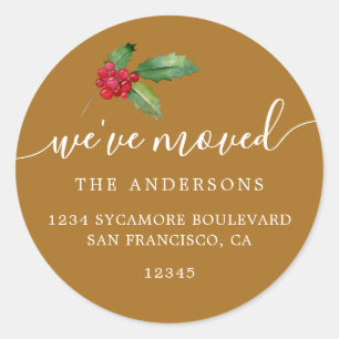 Christmas Greenery We've Moved New Address label