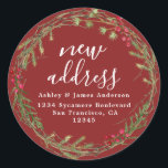 Christmas Greenery We've Moved New Address label<br><div class="desc">Christmas greenery we've moved moving announcement return address labels: let your friends and family know about your new address with these chic, modern and simple return address labels. Simply add your names and address in white elegant script calligraphy and stylish typography on a red background with a stylish touch of...</div>