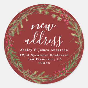 Christmas Greenery We've Moved New Address label