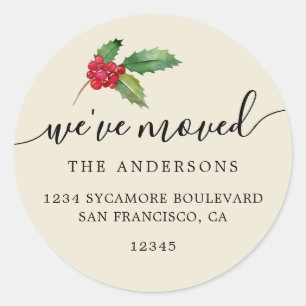Christmas Greenery We've Moved New Address label