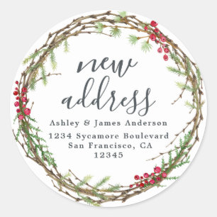 Christmas Greenery We've Moved New Address label