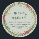 Christmas Greenery We've Moved New Address label<br><div class="desc">Christmas greenery we've moved moving announcement return address labels: let your friends and family know about your new address with these chic, modern and simple soft green return address labels. Simply add your names and address in off-black elegant script calligraphy and stylish typography on a white background with a stylish...</div>