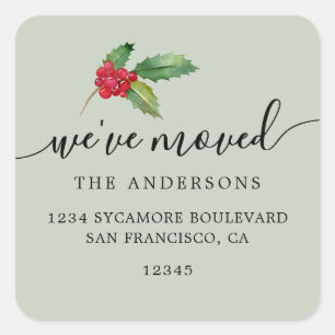 Christmas Greenery We've Moved New Address label