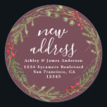 Christmas Greenery We've Moved New Address label<br><div class="desc">Christmas greenery we've moved moving announcement return address labels: let your friends and family know about your new address with these chic, modern and simple return address labels. Simply add your names and address in white elegant script calligraphy and stylish typography on a deep burgundy background with a stylish touch...</div>