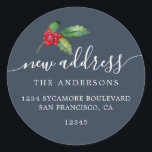Christmas Greenery We've Moved New Address label<br><div class="desc">Christmas greenery we've moved moving announcement return address labels: let your friends and family know about your new address with these chic, modern and simple return address labels. Simply add your names and address in white elegant script calligraphy and stylish typography on a dark blue background with a stylish touch...</div>