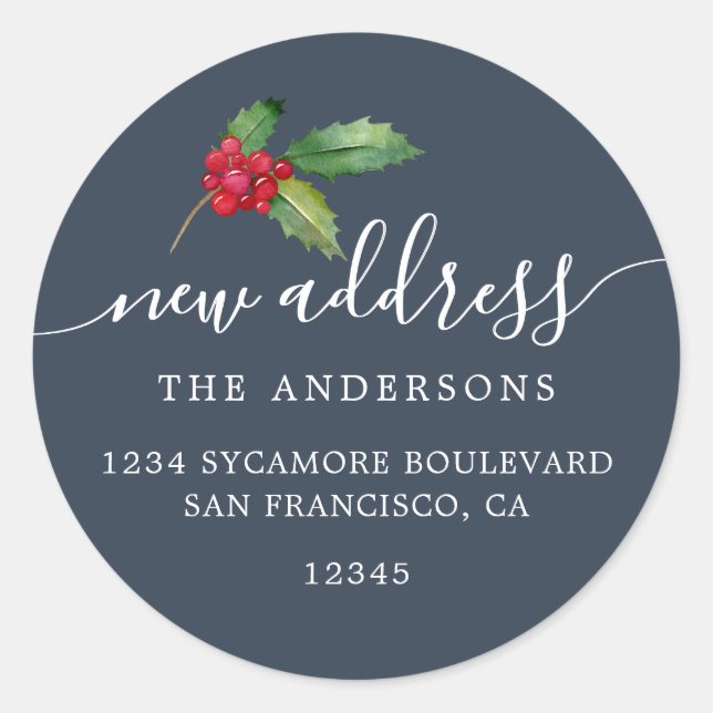Christmas Greenery We've Moved New Address label (Front)
