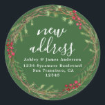 Christmas Greenery We've Moved New Address label<br><div class="desc">Christmas greenery we've moved moving announcement return address labels: let your friends and family know about your new address with these chic, modern and simple return address labels. Simply add your names and address in white elegant script calligraphy and stylish typography on a green background with a stylish touch of...</div>