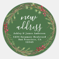 Christmas Greenery We've Moved New Address label