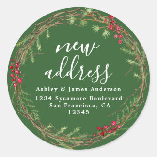 Christmas Greenery We've Moved New Address label