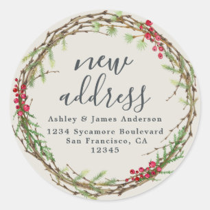 Christmas Greenery We've Moved New Address label