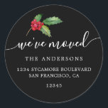 Christmas Greenery We've Moved New Address label<br><div class="desc">Christmas greenery we've moved moving announcement return address labels: let your friends and family know about your new address with these chic, modern and simple return address labels. Simply add your names and address in white elegant script calligraphy and stylish typography on a black background with a stylish touch of...</div>