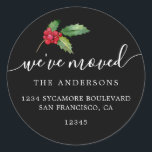 Christmas Greenery We've Moved New Address label<br><div class="desc">Christmas greenery we've moved moving announcement return address labels: let your friends and family know about your new address with these chic, modern and simple return address labels. Simply add your names and address in white elegant script calligraphy and stylish typography on a black background with a stylish touch of...</div>