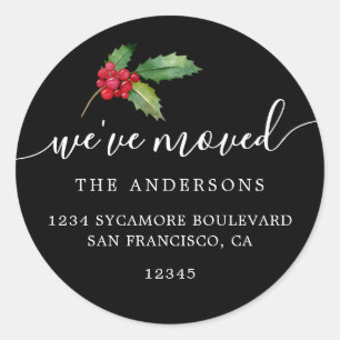 Christmas Greenery We've Moved New Address label