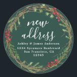 Christmas Greenery We've Moved New Address label<br><div class="desc">Christmas greenery we've moved moving announcement return address labels: let your friends and family know about your new address with these chic, modern and simple return address labels. Simply add your names and address in white elegant script calligraphy and stylish typography on a dark green background with a stylish touch...</div>