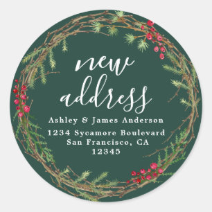 Christmas Greenery We've Moved New Address label