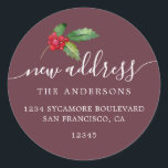 Christmas Greenery We've Moved New Address label<br><div class="desc">Christmas greenery we've moved moving announcement return address labels: let your friends and family know about your new address with these chic, modern and simple return address labels. Simply add your names and address in white elegant script calligraphy and stylish typography on a deep burgundy background with a stylish touch...</div>