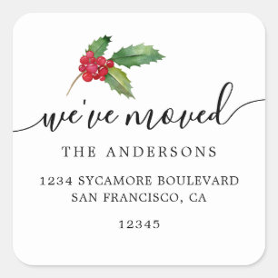Christmas Greenery We've Moved New Address label