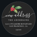 Christmas Greenery We've Moved New Address label<br><div class="desc">Christmas greenery we've moved moving announcement return address labels: let your friends and family know about your new address with these chic, modern and simple return address labels. Simply add your names and address in white elegant script calligraphy and stylish typography on a black background with a stylish touch of...</div>