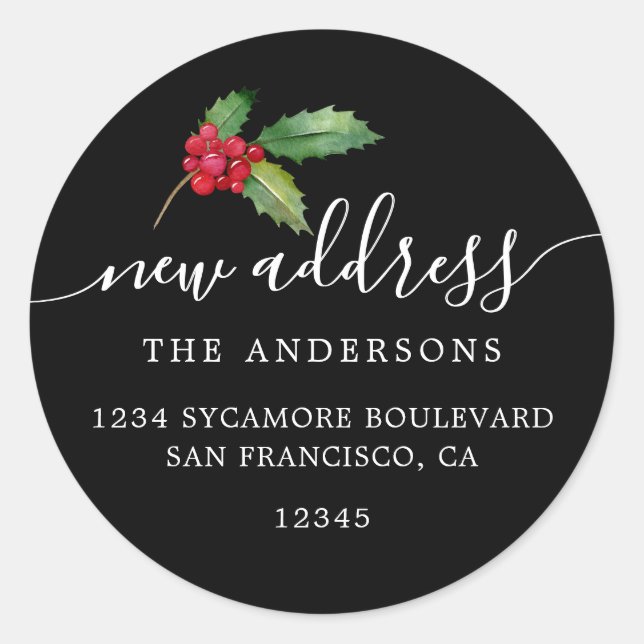Christmas Greenery We've Moved New Address label (Front)
