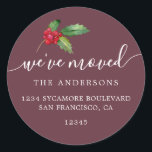 Christmas Greenery We've Moved New Address label<br><div class="desc">Christmas greenery we've moved moving announcement return address labels: let your friends and family know about your new address with these chic, modern and simple return address labels. Simply add your names and address in white elegant script calligraphy and stylish typography on a burgundy background with a stylish touch of...</div>