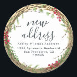 Christmas Greenery We've Moved New Address label<br><div class="desc">Christmas greenery we've moved moving announcement return address labels: let your friends and family know about your new address with these chic, modern and simple return address labels. Simply add your names and address in off-black elegant script calligraphy and stylish typography on a white and gold background with a stylish...</div>