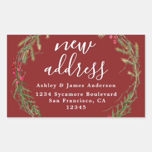 Christmas Greenery We've Moved New Address Rectangular Sticker