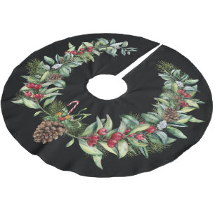 Christmas  Greenery With Pinecone Brushed Polyester Tree Skirt